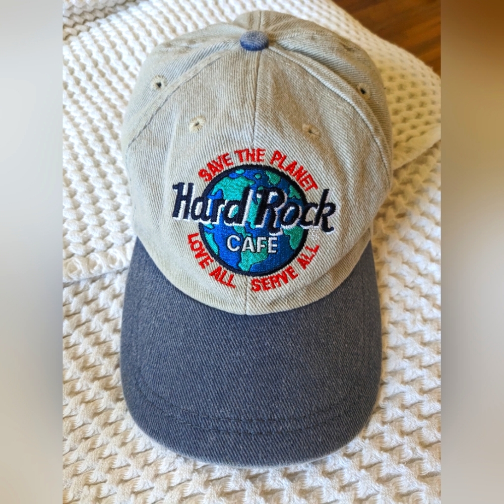 Vintage Hard Rock New York snapback dad hat. Chambray brim.